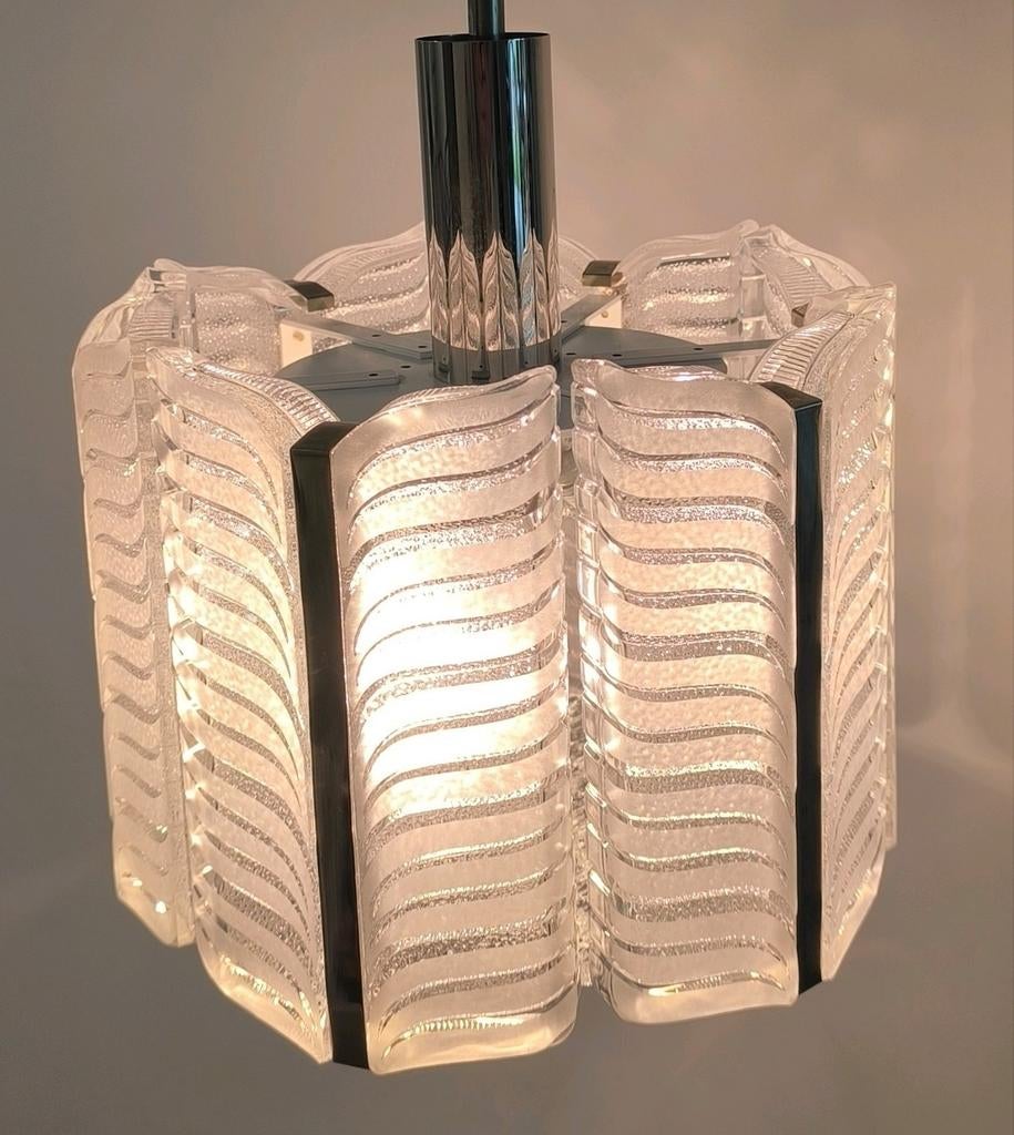 Kalmar Franken ijsglas lamp kroonluchter chevron jaren '50, Ophalen, Glas, Minder dan 50 cm