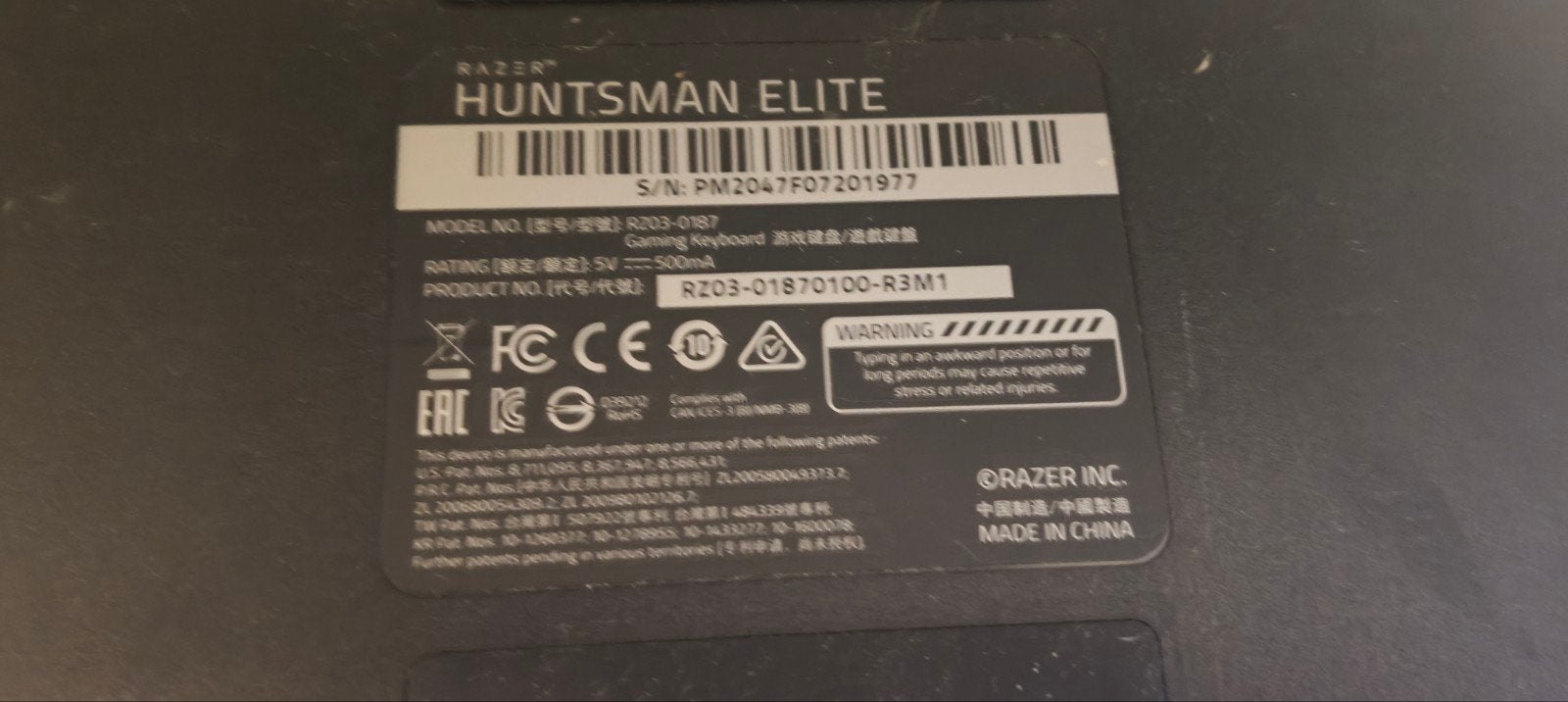 Razer Huntsman Elite Gaming Toetsenbord - Optische Switches, Gebruikt, Multimediatoetsen, Ophalen of Verzenden, Razer