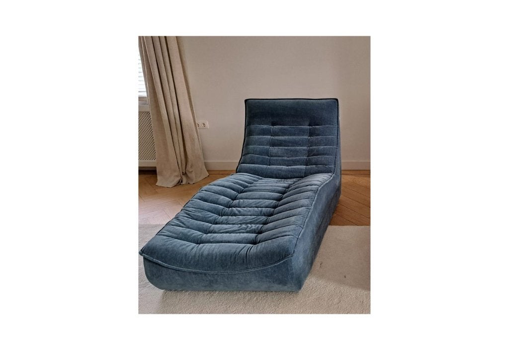 Calia Italia lounge fauteuil in azure blauw velvet, Ophalen, Modern en/of retro, Zo goed als nieuw, 75 tot 100 cm