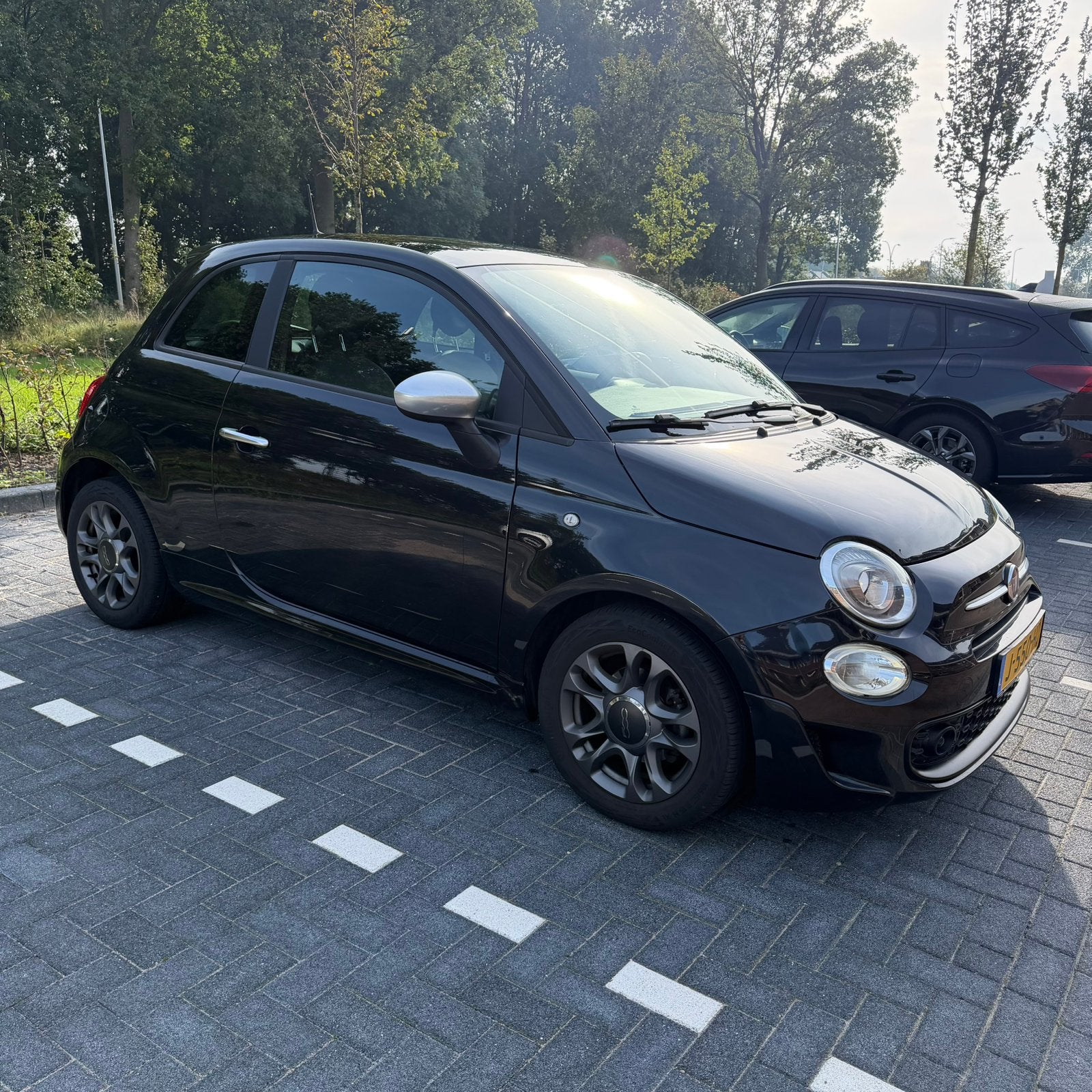 Fiat 500 Hybrid Rockstar Sport juli 2020 btw, Voorwielaandrijving, Leder en Stof, Zwart, Handgeschakeld