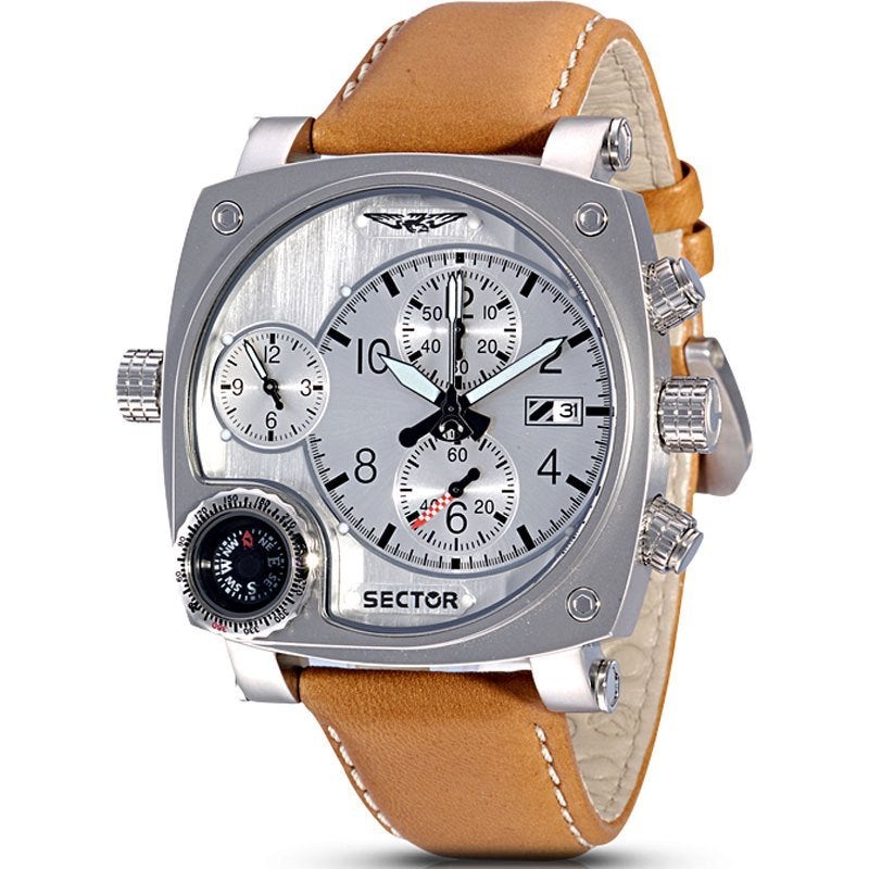 Sector horloge, Overige merken, Leer, Staal, Polshorloge