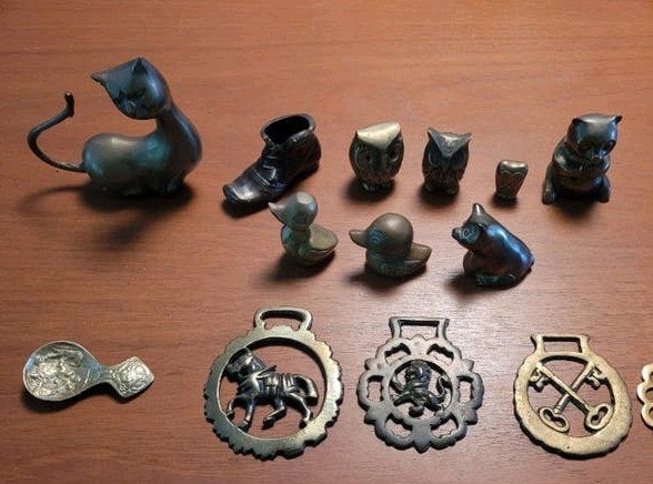 messing beeldje beeldjes kat eend uil beer koper horse brass, Antiek en Kunst, Antiek | Koper en Brons, Ophalen of Verzenden, Koper