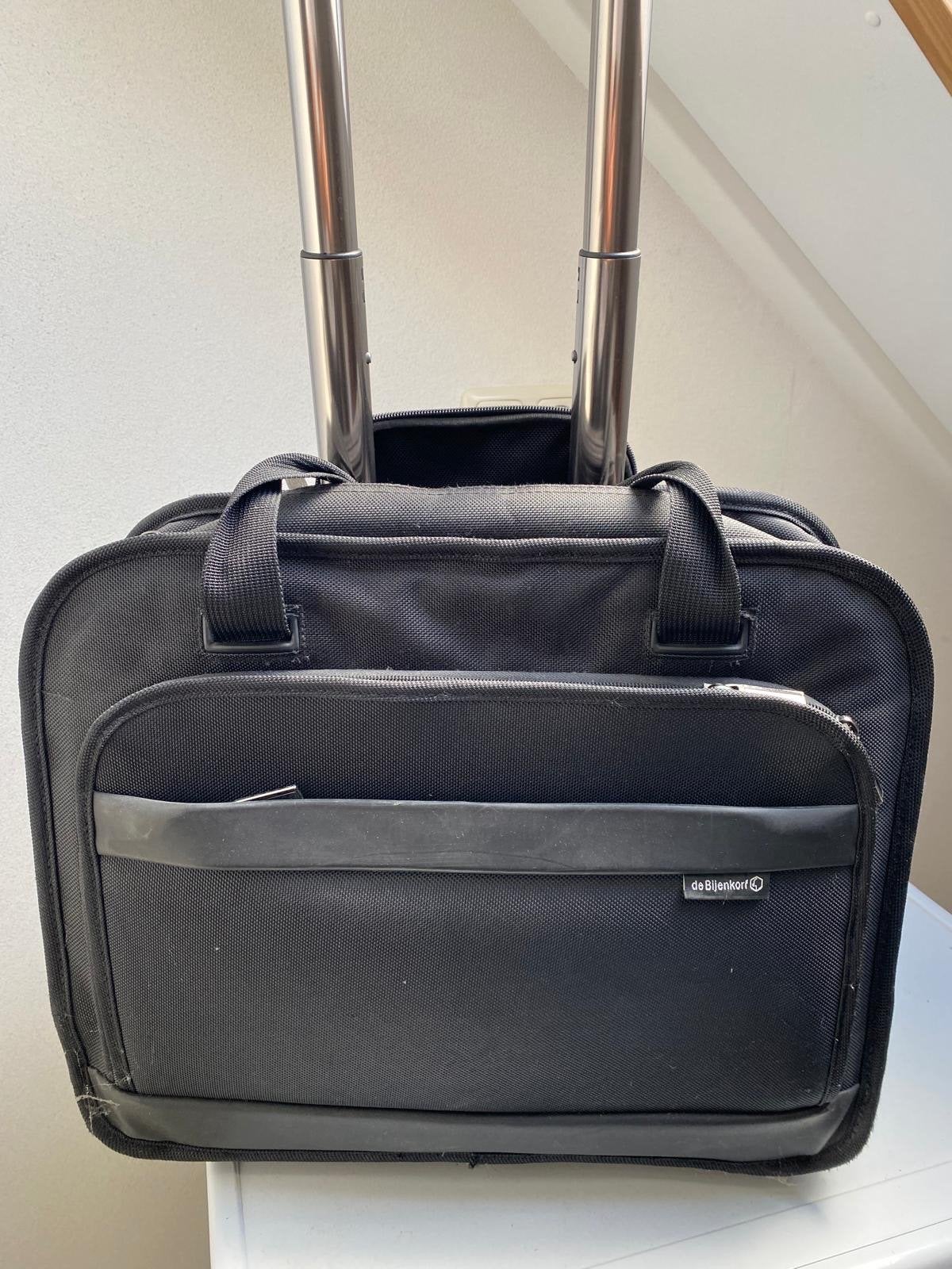 Zwarte laptoptas/trolley van de Bijenkorf, Ophalen, 40 tot 60 cm, Gebruikt, 20 tot 30 cm