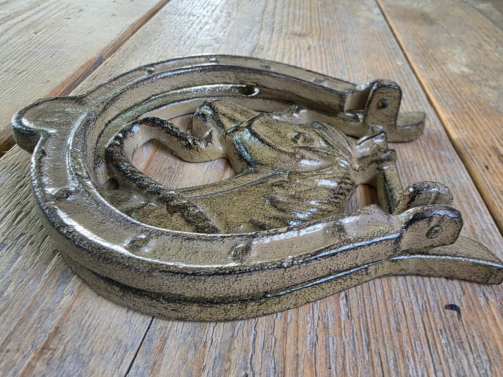 DEURKLOPPER / GIETIJZER / HOEFIJZER MET PAARDENHOOFD, Huis en tuin decoratie Marie, Nieuw, Info@huisentuindecoratiemarie.nl, Peize