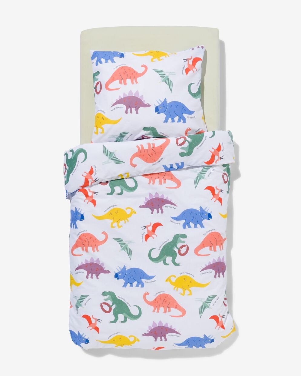 Hema peuterdekbedovertrek 120x150cm zacht katoen dino, Ophalen of Verzenden, Zo goed als nieuw, Hema, Wasbaar
