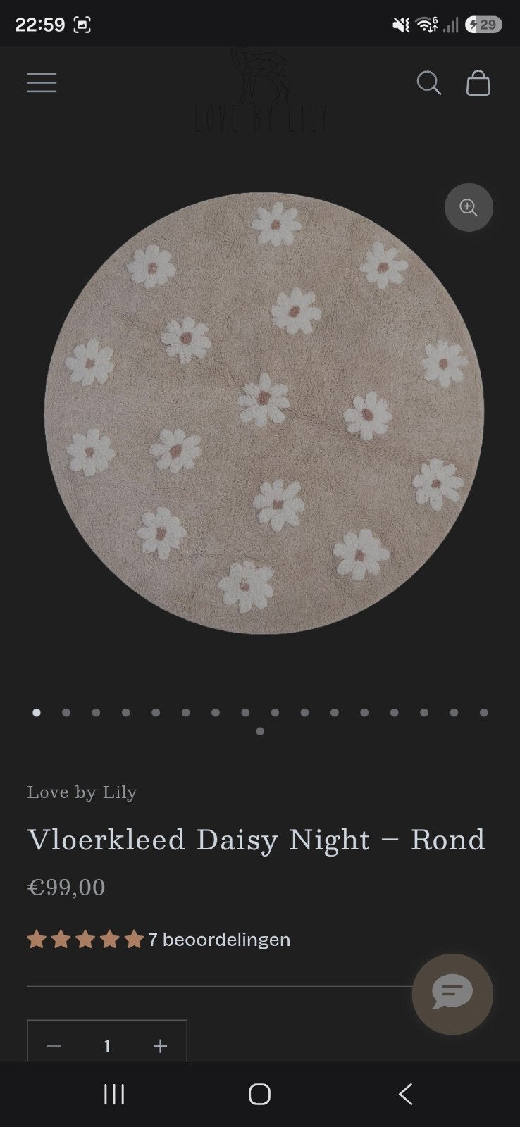 Love by Lily Vloerkleed Daisy Night - Rond, Huis en Inrichting, Rond, Nieuw, Ophalen of Verzenden, Beige