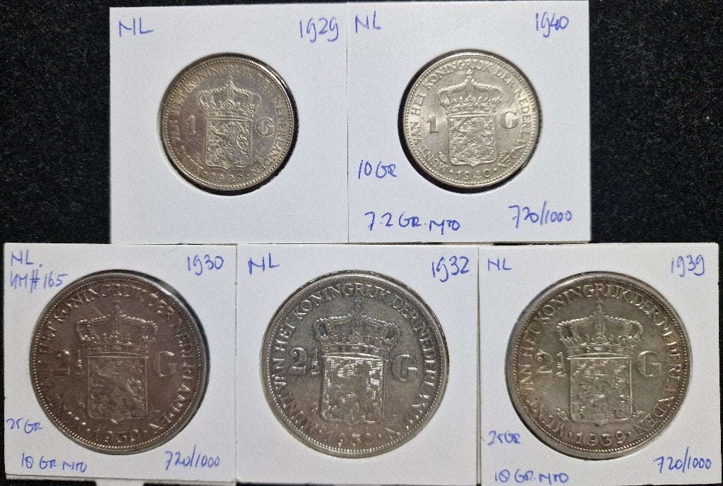Zilveren Munten Nederland, Setje, Zilver, Ophalen of Verzenden, Koningin Wilhelmina