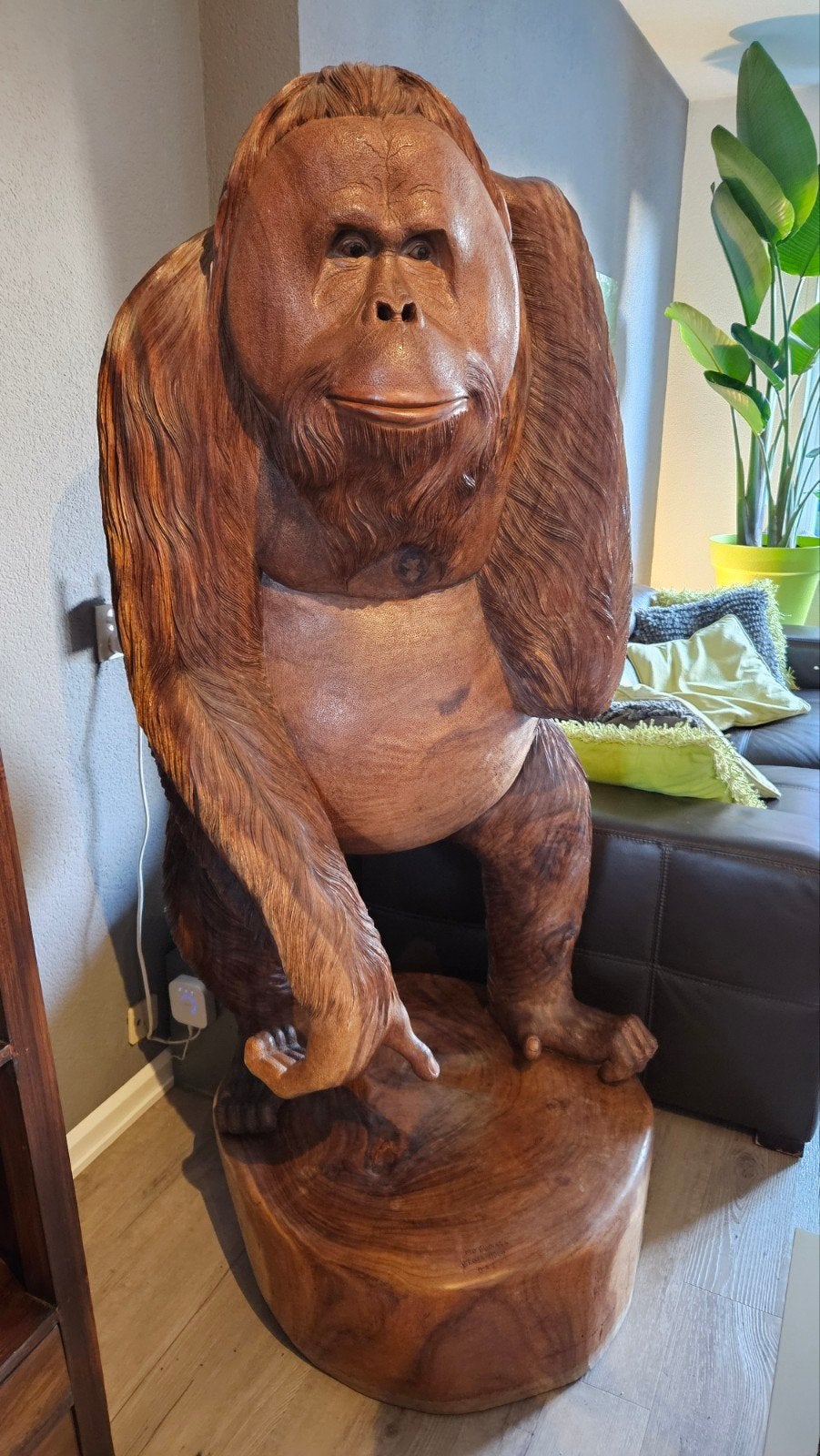 Levensgroot Houten Orang-Oetan Beeld, Unieke Eyecatcher! Aap, Ophalen, Handgemaakt, 1 meter - 2 meter, Beeld