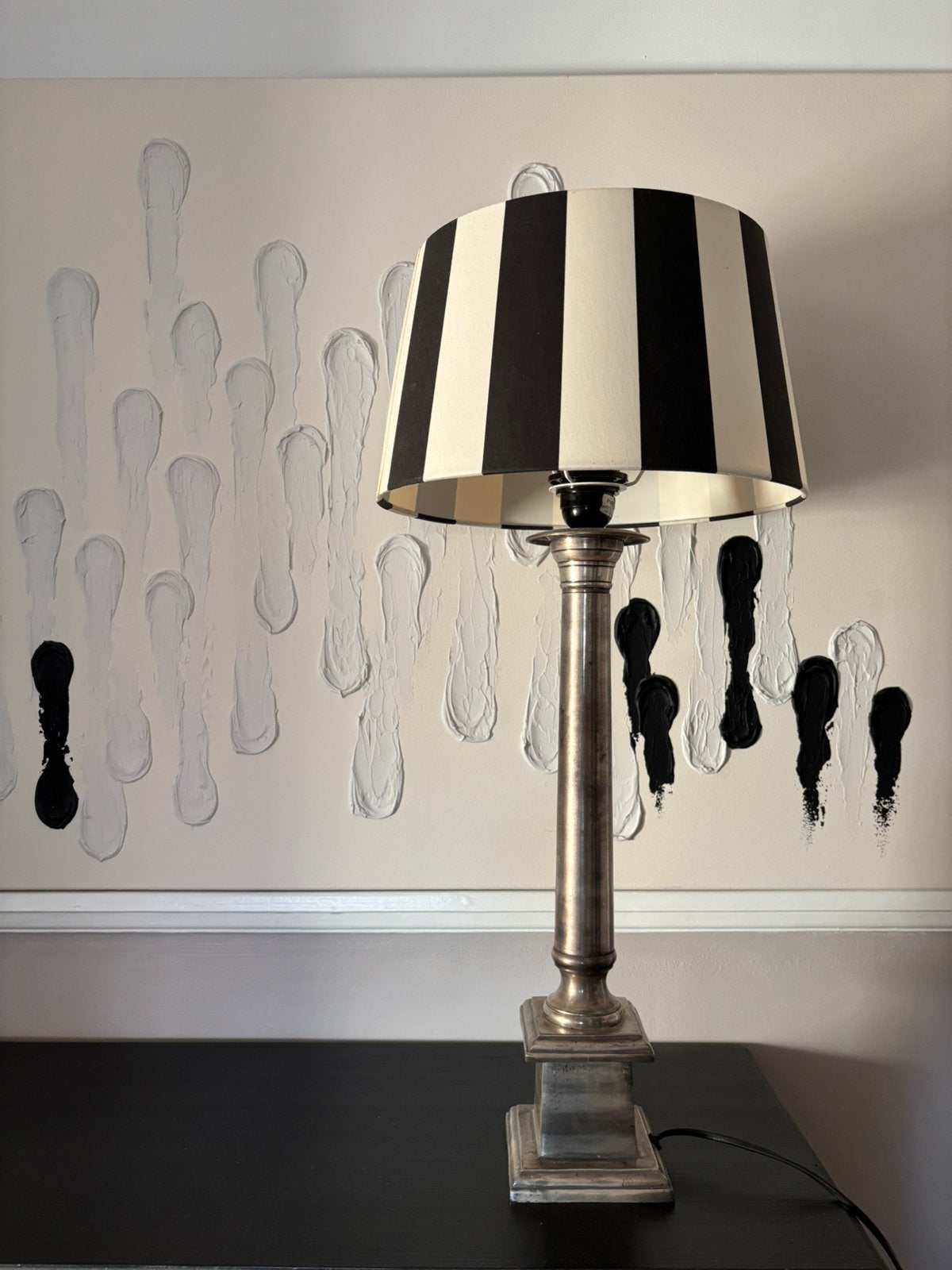 Mooie schemerlamp / tafellamp met ronde kap, Ophalen, Zo goed als nieuw, 65 cm, Zwart