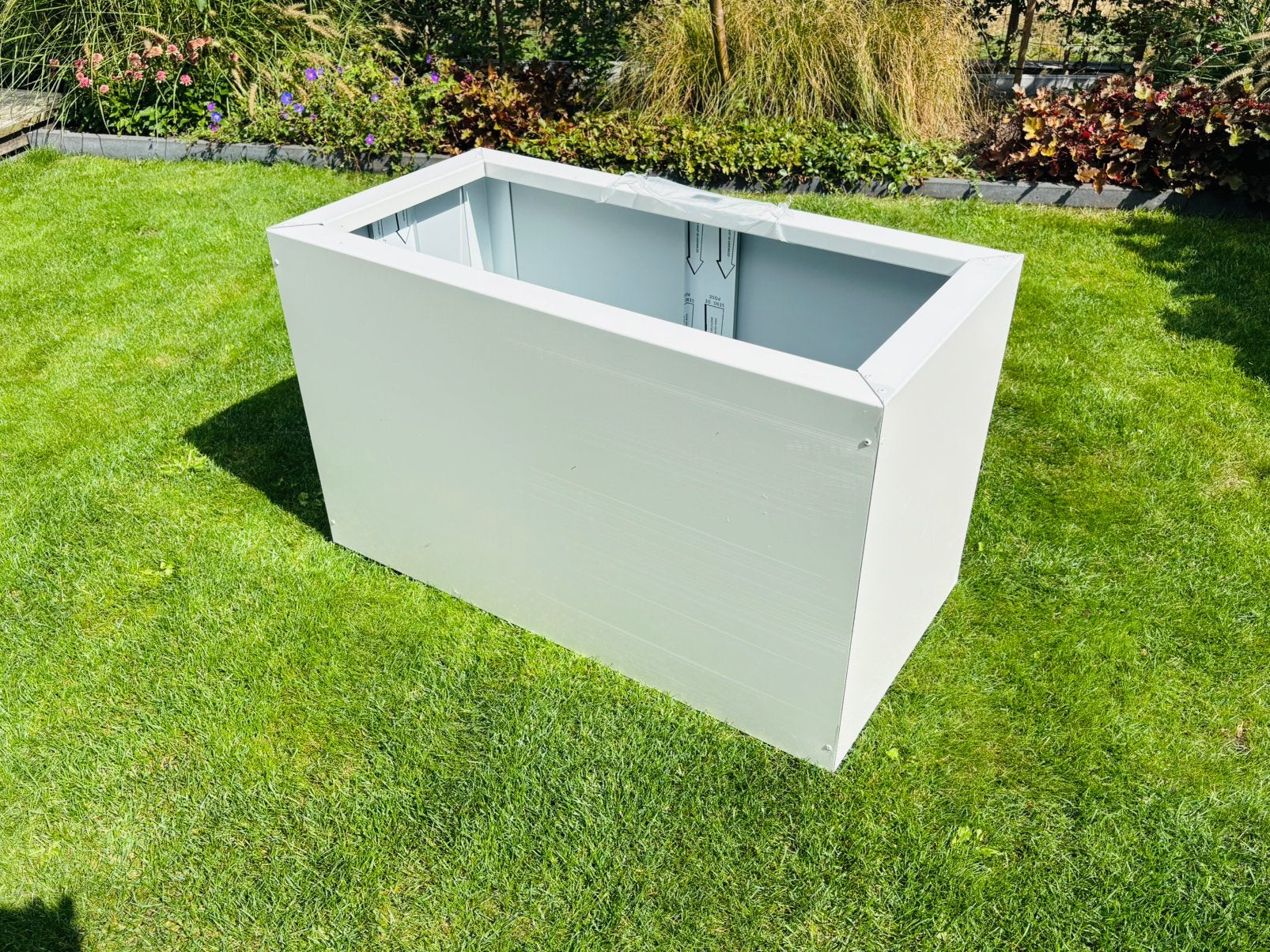Nieuwe witte stalen plantenbak met bodem 100 x 50 x H60 cm., Ophalen, 100 cm of meer, Nieuw, Balkon