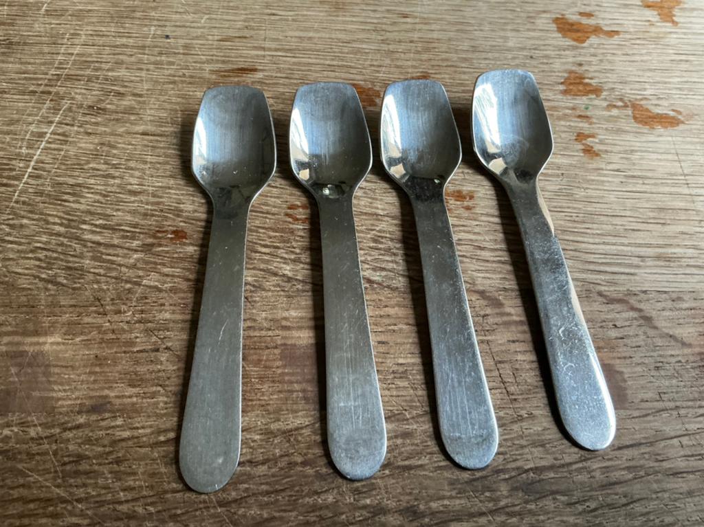 Karox schepjes (4 x), Ophalen of Verzenden, Gebruikt, Rvs of Chroom, Los bestek