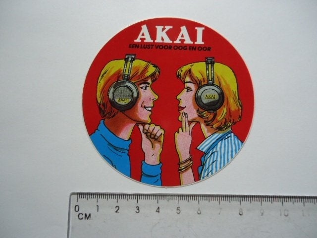 sticker oud AKAI lust oog oor headphone retro koptelefoon, Verzenden, Zo goed als nieuw, Bedrijf of Vereniging