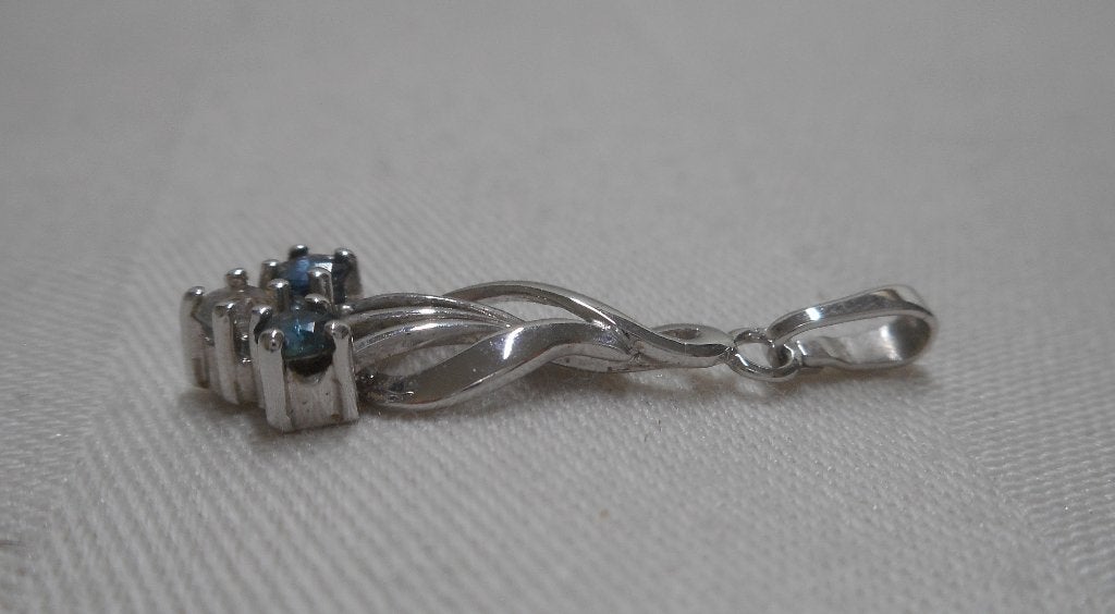 Zilveren hanger met saffier nr.1401, Verzenden, Zo goed als nieuw, Met edelsteen, Zilver