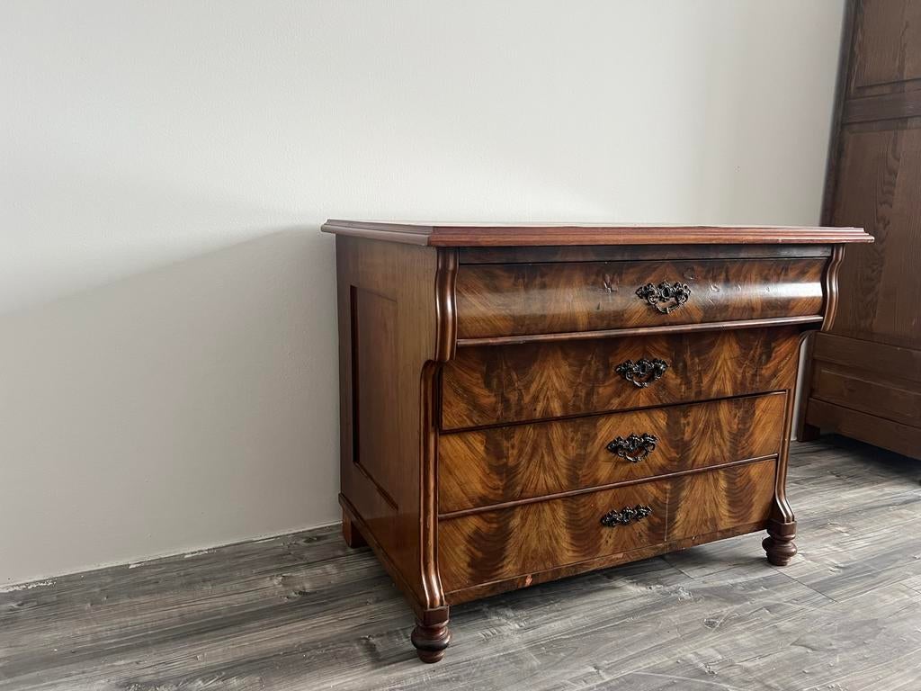 Klassieke Ladekast met Gebogen Laden 100x65x75 cm, Huis en Inrichting, Kasten | Ladekasten, Ophalen, Gebruikt, 50 tot 100 cm, 3 of 4 laden
