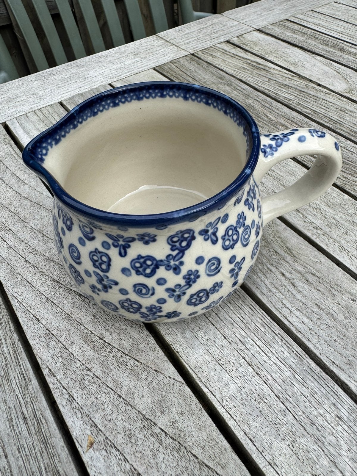 Bunzlau handgemaakte Poolse Keramiek Schenkkan - Blauw, Kan, Overige merken, Keramiek, Ophalen of Verzenden