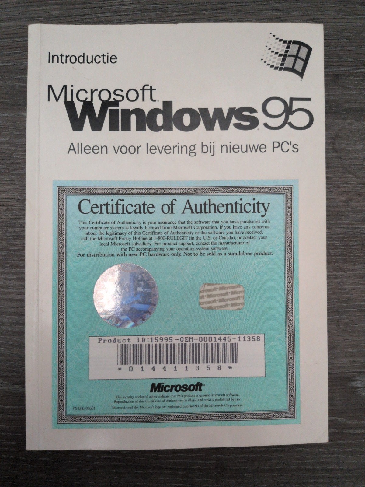 Microsoft Windows 95 Introductieboek met CoA, Computers en Software, Besturingssoftware, Ophalen of Verzenden, Gebruikt, Windows