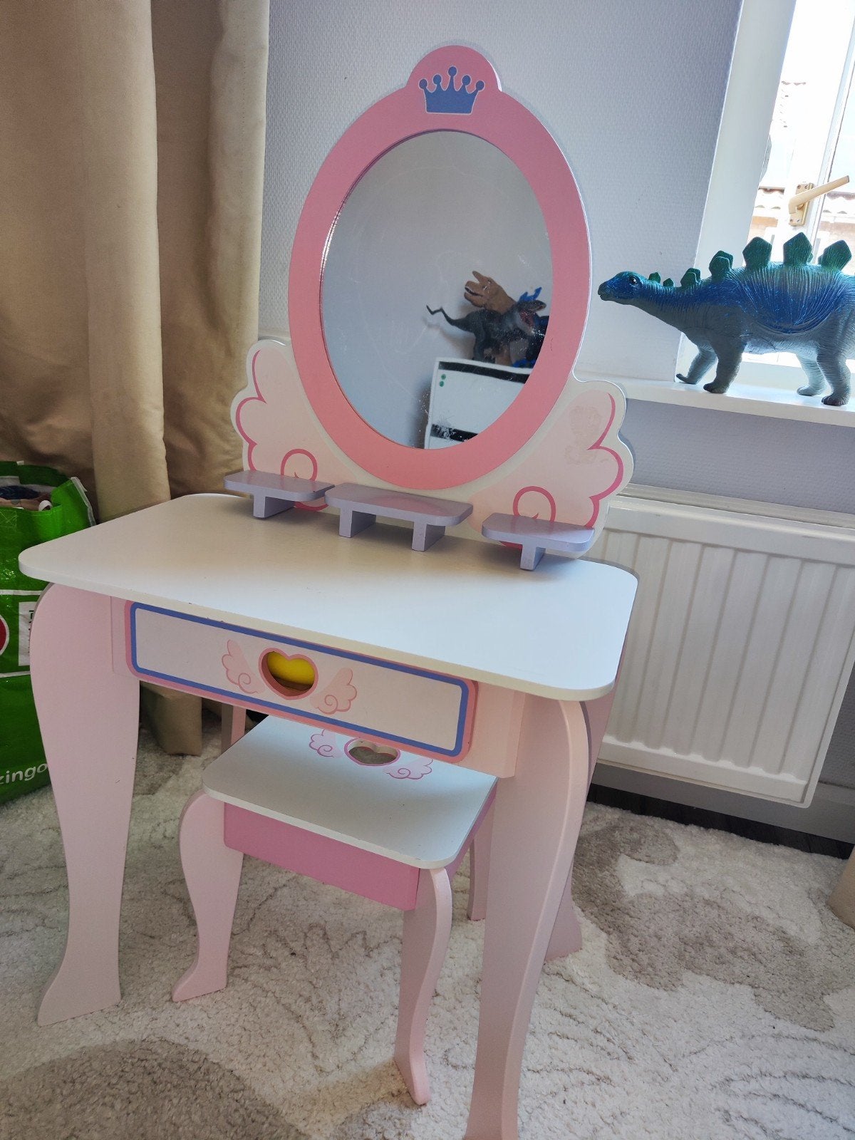 Mooie Kinder Kaptafel met Krukje - Roze Prinsessenstijl, Ophalen, Gebruikt, Tafel(s) en Stoel(en)