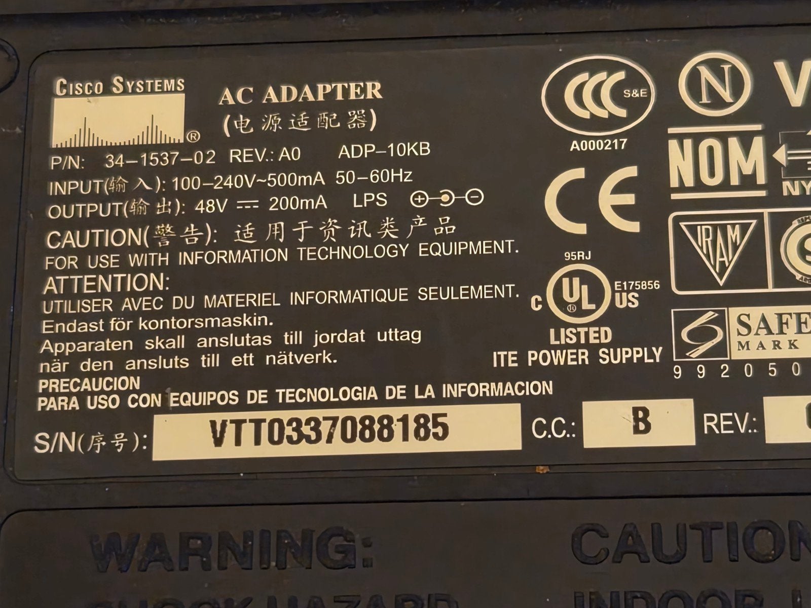 Cisco Systems AC Adapter ADP-10KB - Voeding, Ophalen of Verzenden, Gebruikt