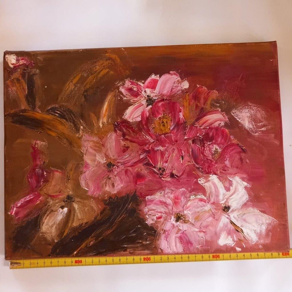 schilderij met bloemen, Acrylverf, Gelakt/vernis, Ophalen of Verzenden, Bloemen