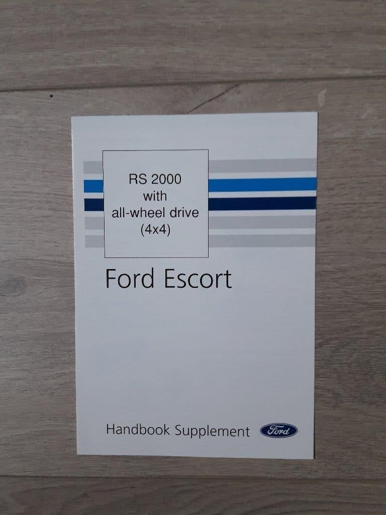 FORD ESCORT RS 2000 4 x 4  Handbook Supplement, Ford, Ophalen of Verzenden, Zo goed als nieuw, Escort rs cosworth