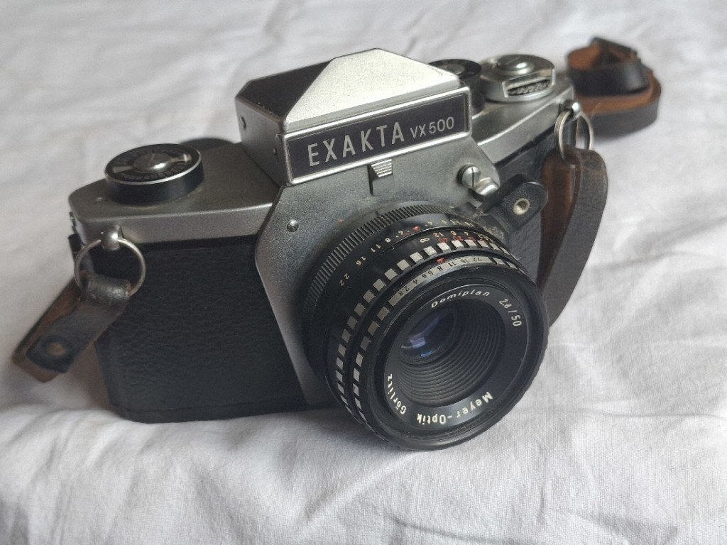 vintage Exakta VX500 fotocamera met Meyer-Optik 50mm lens, Ophalen of Verzenden, Gebruikt, Spiegelreflex, Overige Merken