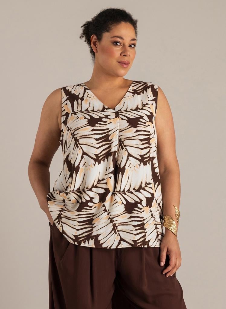 Ecru/bruine top Nicoline van Yest Curve Maat 50 of 52, Bruin, Yest Curve, Nieuw, Y