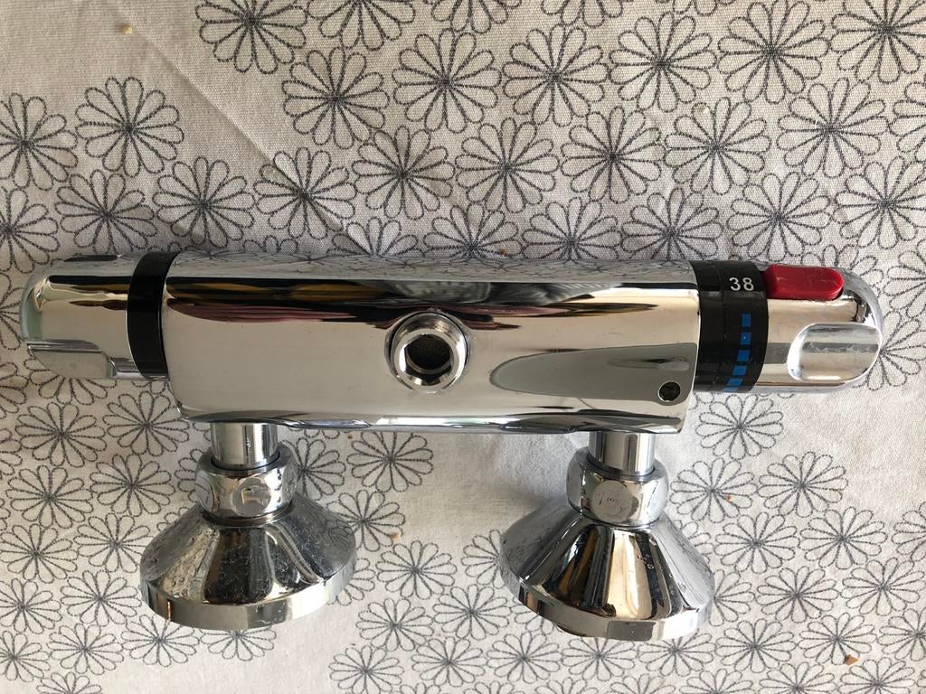 Chrome Aquavive thermostatische mengkraan 12cm met s-bocht, Ophalen of Verzenden, Nieuw, Chroom, Douche