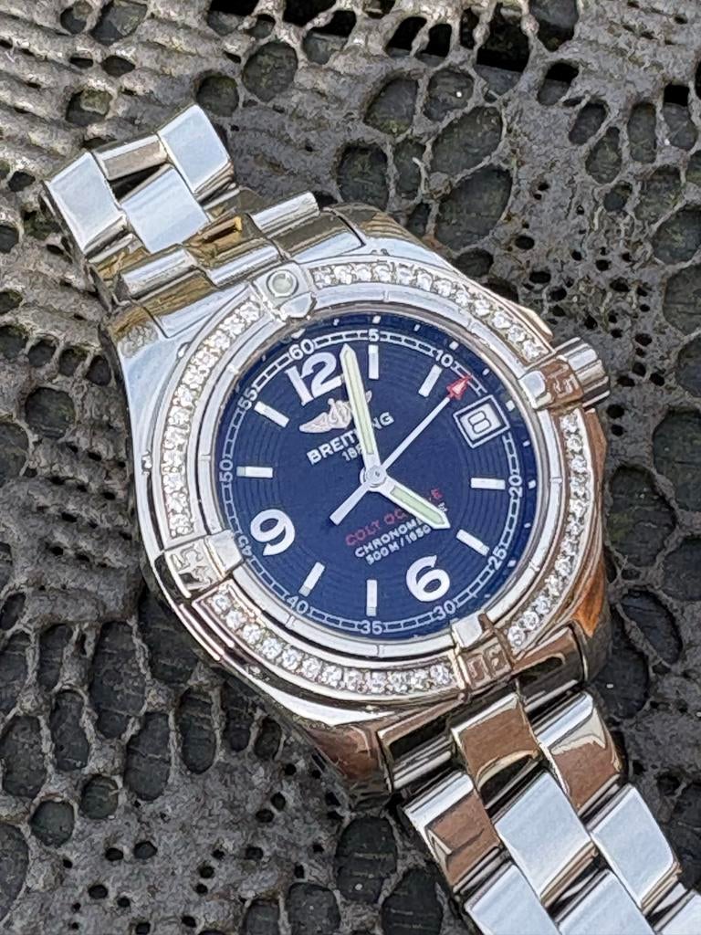 Breitling Colt 33mm Dameshorloge met Briljanten Lunette A773, Overige merken, Staal, Polshorloge, Ophalen of Verzenden