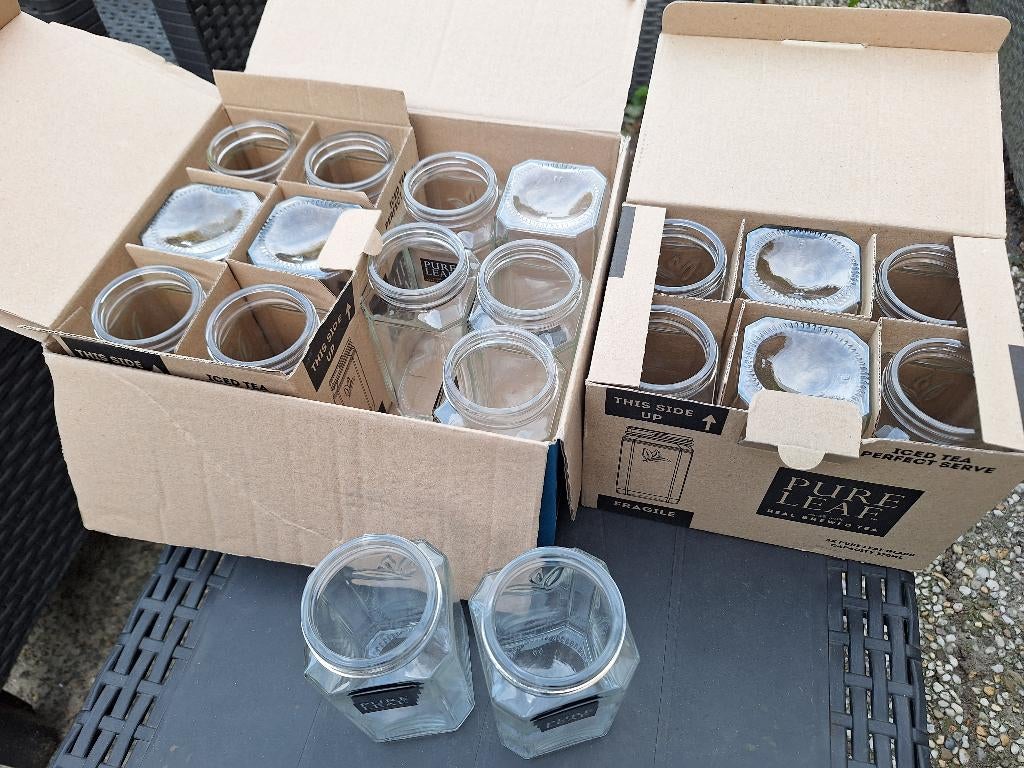 19x Pure Leaf icetea glazen / potten / flessen, Ophalen, Zo goed als nieuw, Overige typen