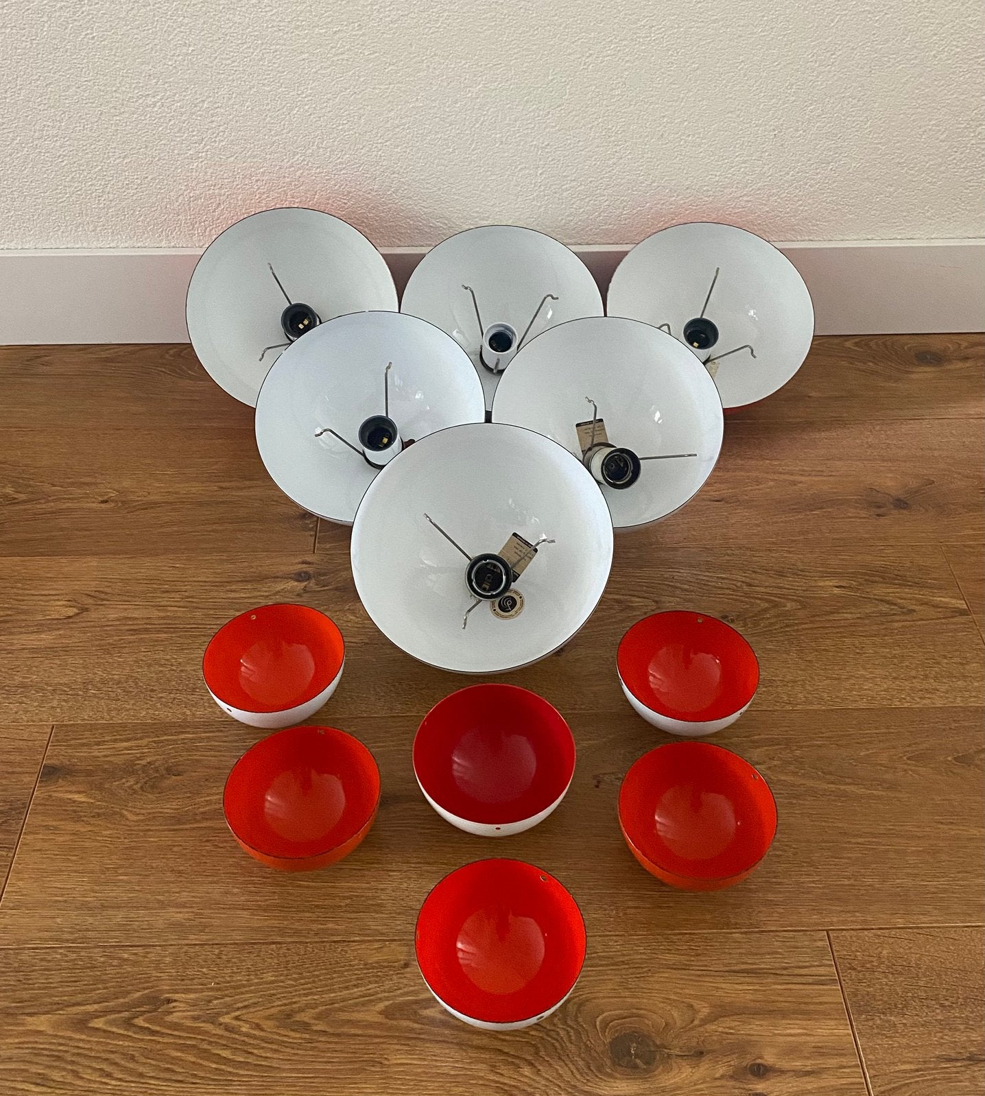 Vintage set Flowerpot hanglampen 70’s, Gebruikt, Vintage, Metaal, Nvt
