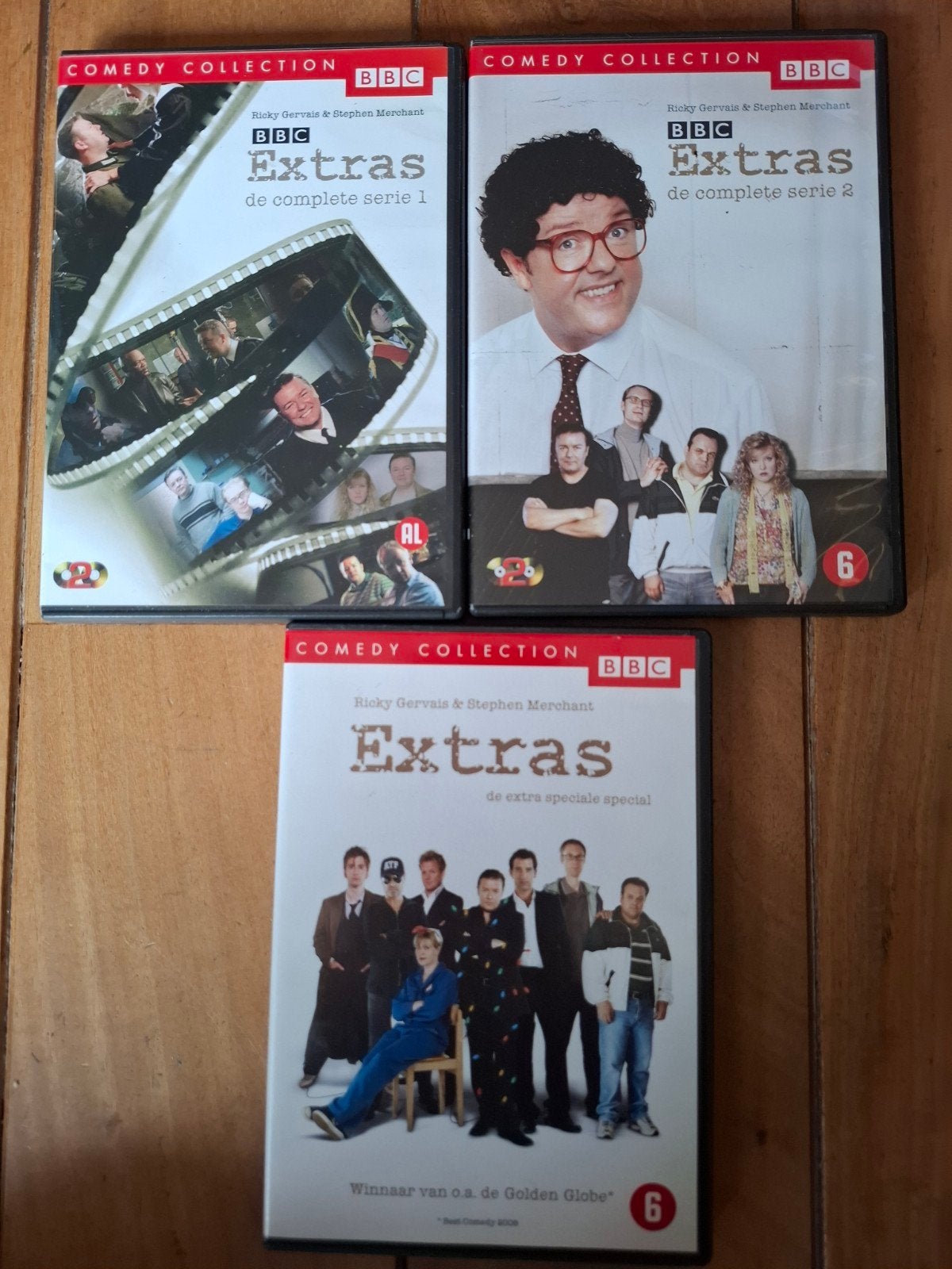 Extras DVD Boxset - Complete Serie 1, 2 & Special, Cd's en Dvd's, Vanaf 6 jaar, Ophalen of Verzenden, Gebruikt, Britse komedie