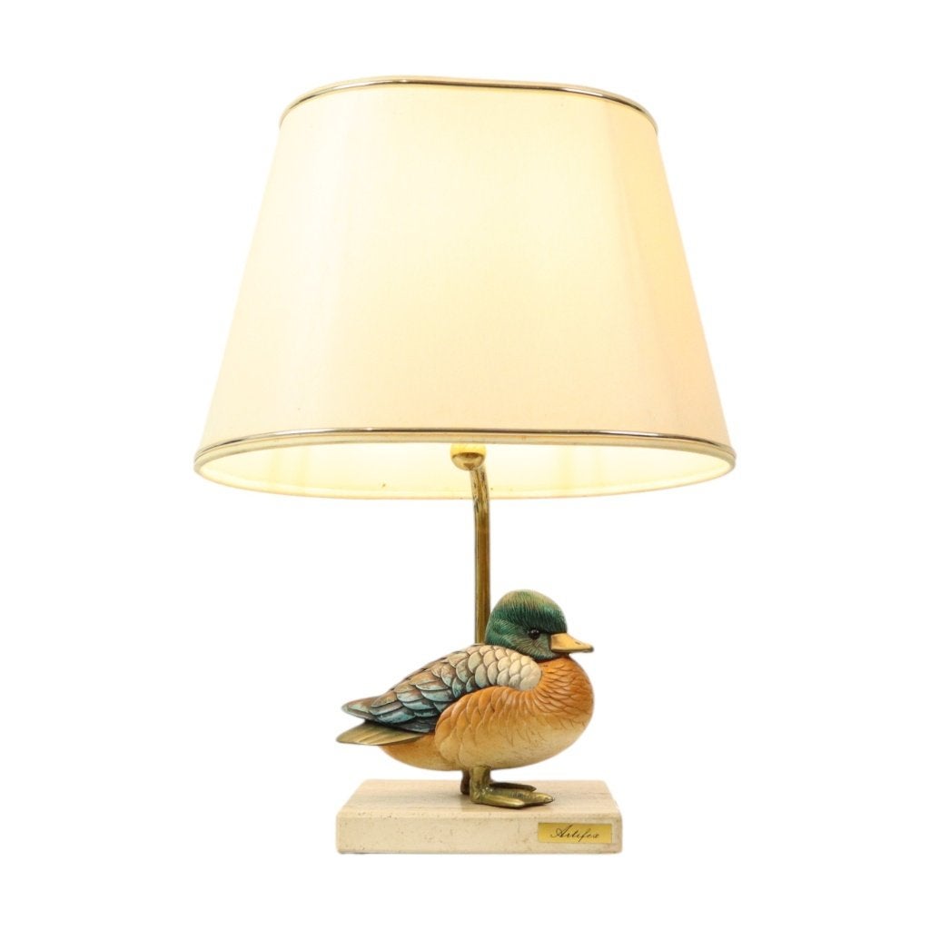 Artiflex Eend Lamp Design Messing Hars Travertin Malevolti, Ophalen of Verzenden
