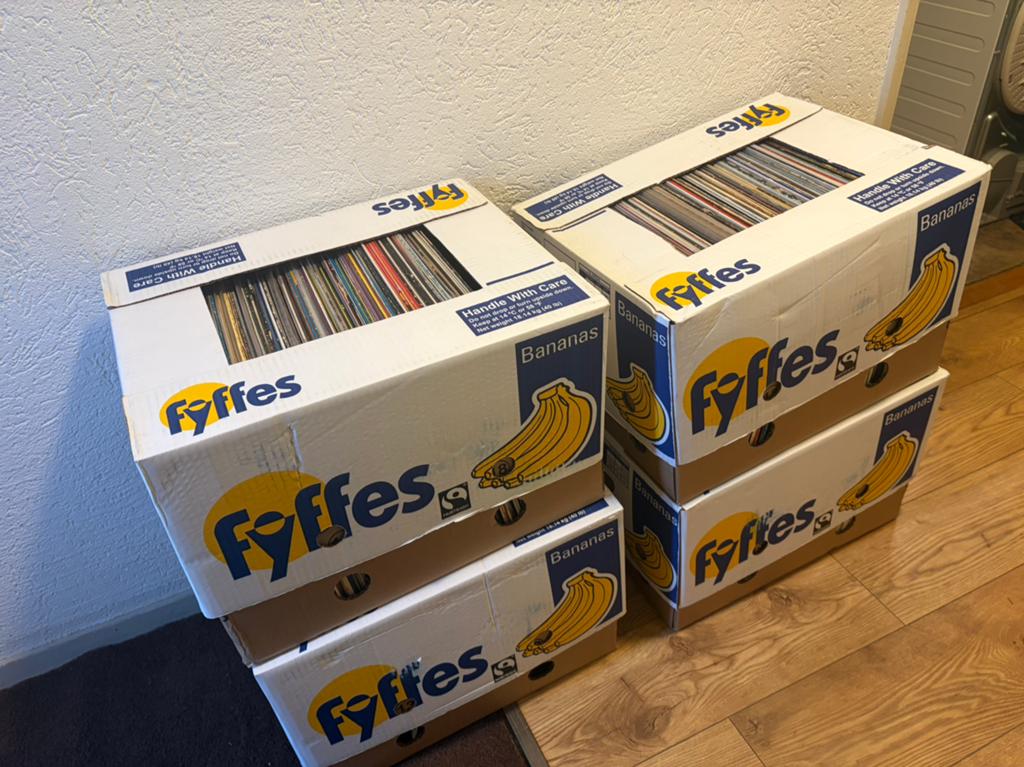 Honderden LP’s in 4 bananendozen, Cd's en Dvd's, Vinyl | Pop, Gebruikt, 12 inch, Ophalen