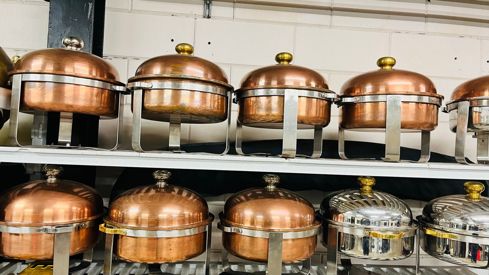 Spring Rechaud/Chafing Dish - Koper en Chroom Professioneel, Ophalen of Verzenden, Gebruikt