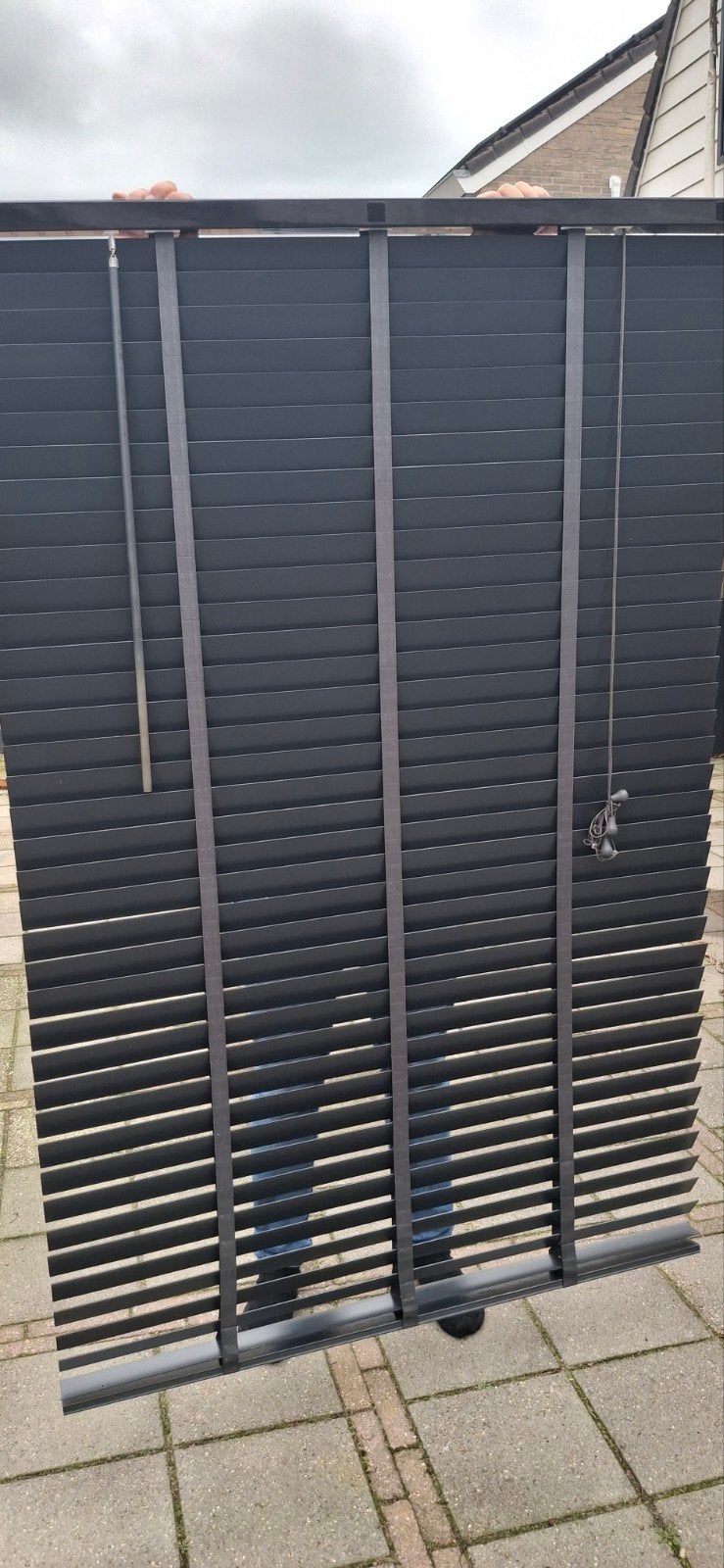 3 x Houten Luxaflex Jaloezieën 50mm - Antraciet Zwart, Jaloezie, Gebruikt, Zwart, Hout