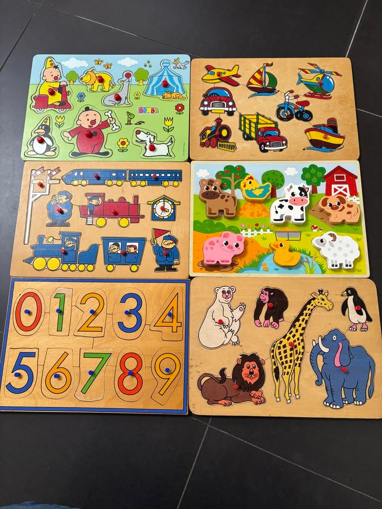 Houten Insteekpuzzels: o.a. Dieren, Voertuigen & Bumba, Kinderen en Baby's, Speelgoed | Kinderpuzzels, Gebruikt, 2 tot 4 jaar