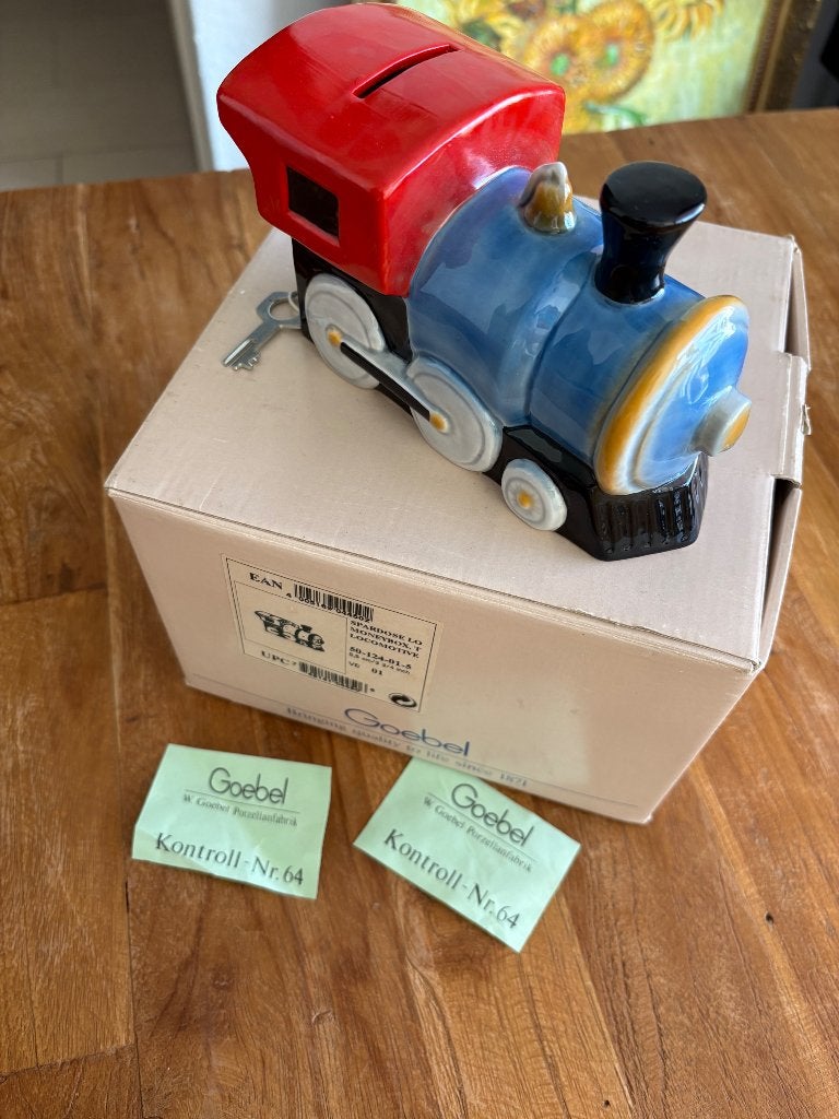 Spaarpot locomotief Goebel porselein, Ophalen, Nieuw, Steen, Aardewerk of Keramiek, Vervoermiddel
