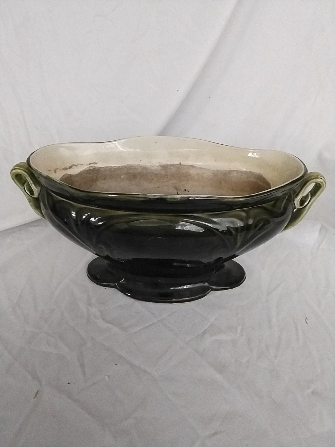 Vintage Groene Keramische Bloempot/Plantenschaal, Ophalen of Verzenden