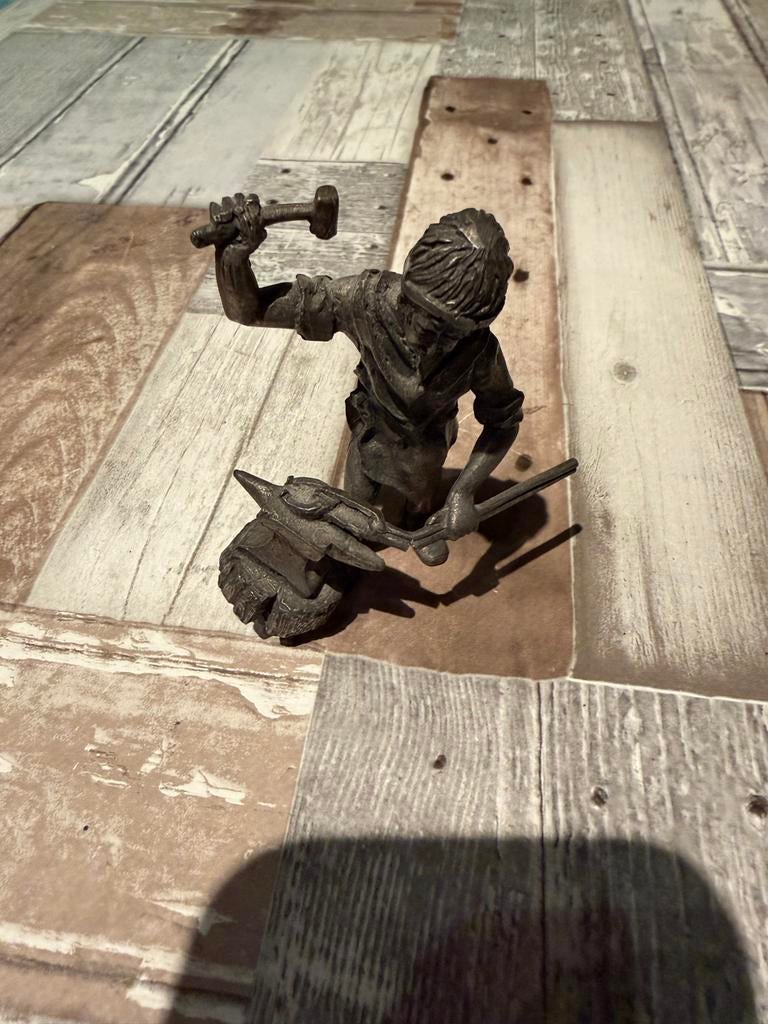 Vintage Tinnen Smid Beeldje - Made in Holland, Verzamelen, Ophalen of Verzenden, Gebruikt, Mens