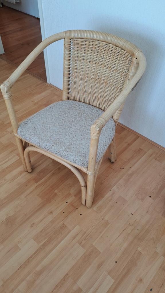 Rotan stoel met kussen, Huis en Inrichting, Stoelen, Gebruikt, Overige kleuren, Bohemian, Eén