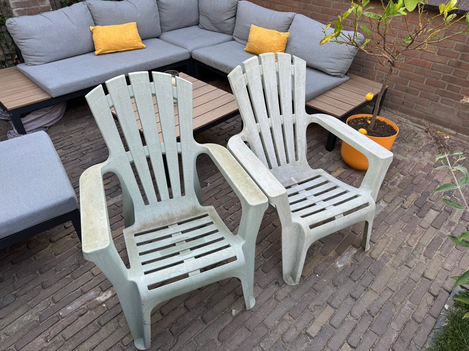Kwantum stoelen groen, Ophalen, Zo goed als nieuw, Kunststof, Stapelbaar
