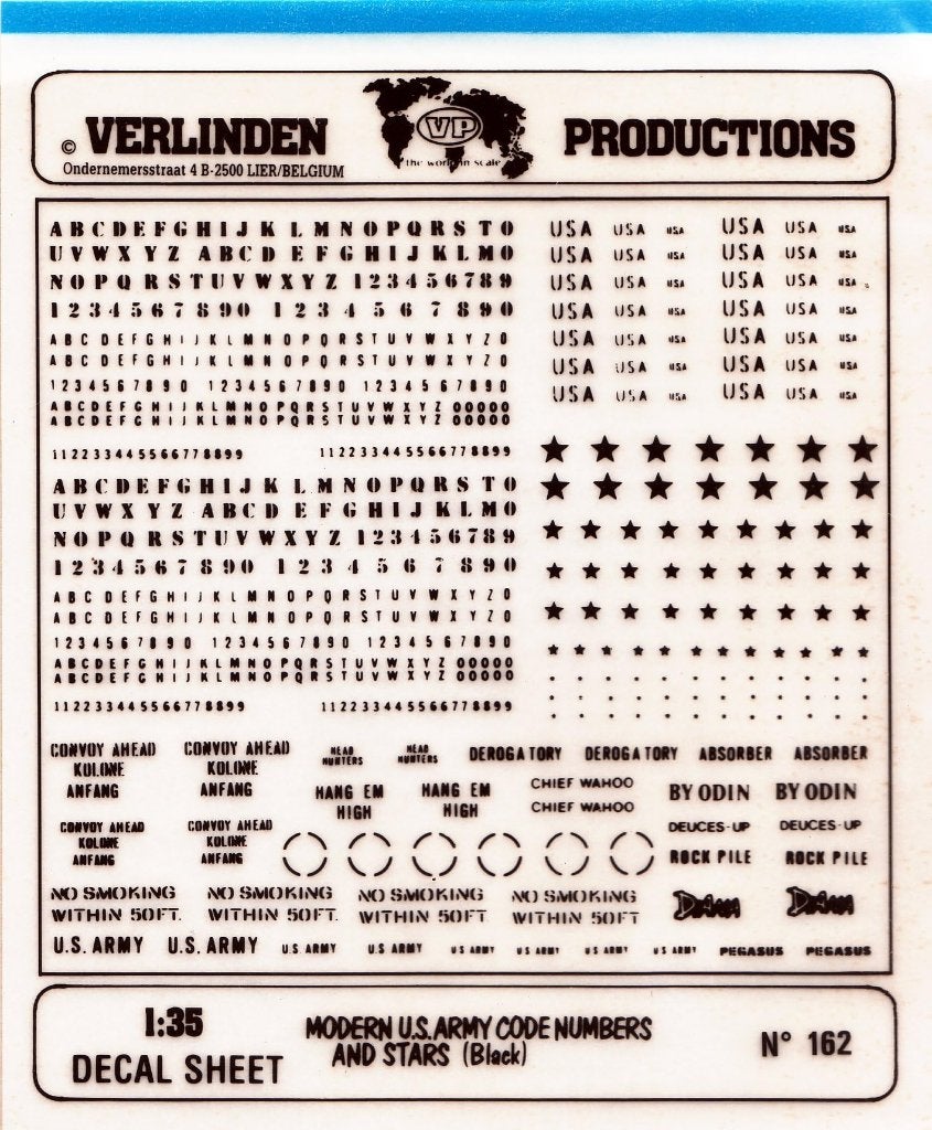 H-589,VERLINDEN 1-35,NO,162,Modern US Army code numbers and, Ophalen of Verzenden, Nieuw, 1:35 tot 1:50