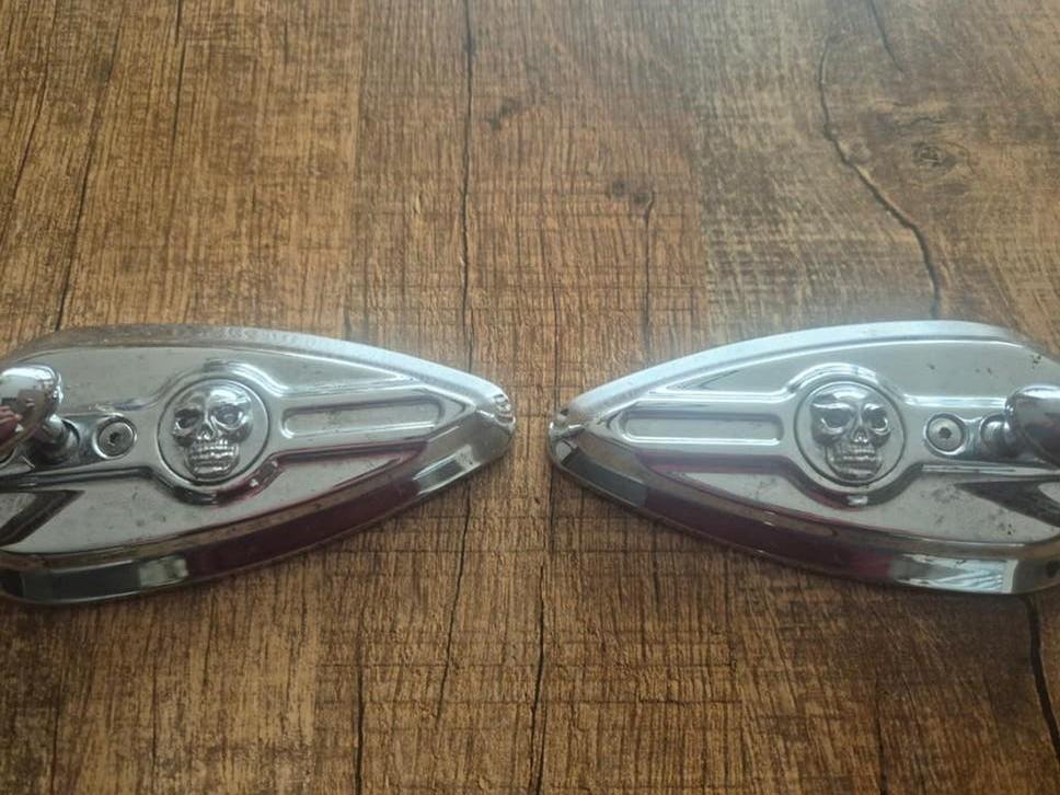 Motorfiets spiegels met doodshoofd design, Motoren, Ophalen of Verzenden