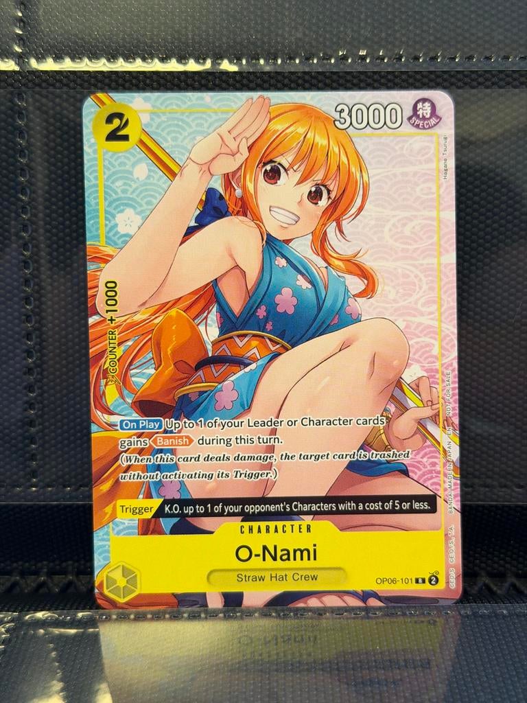 O-Nami OP06-101 Promo - Special Rare - NM+, Ophalen of Verzenden, Zo goed als nieuw