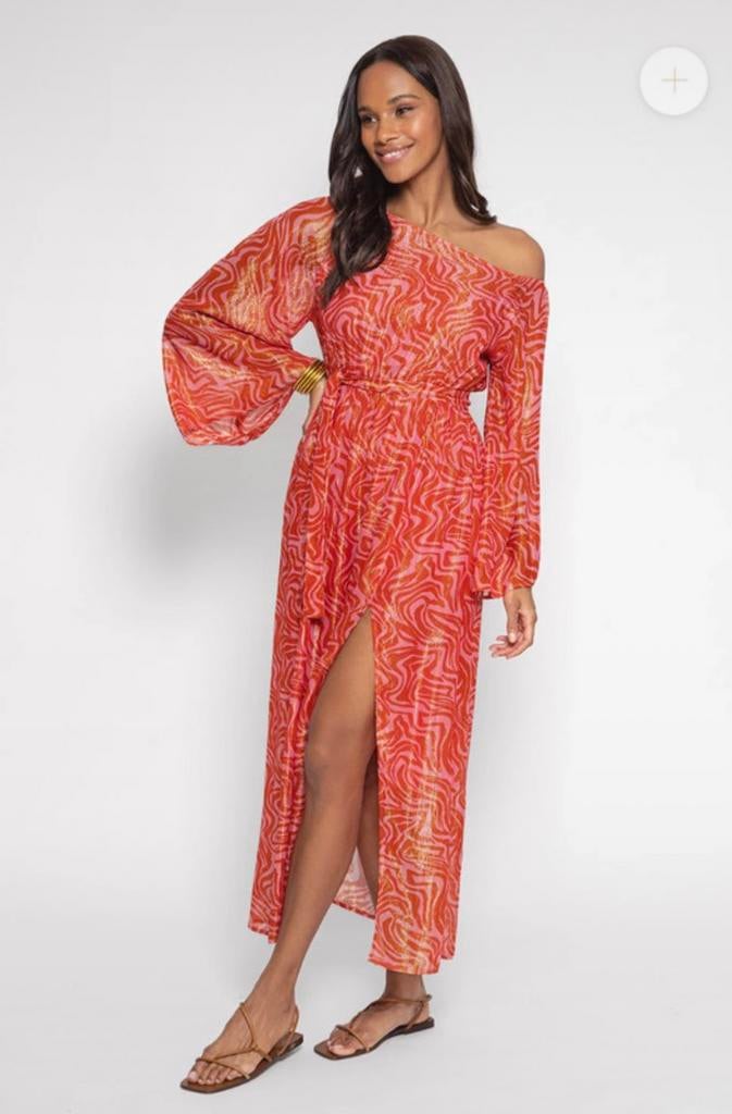Sundress Cassandre rode one shoulder maxi jurk maat 38, Maat 38/40 (M), Ophalen of Verzenden, Zo goed als nieuw, Rood