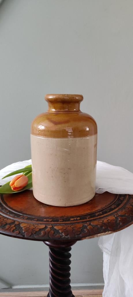 Vintage/antieke stoneware voorraadpot crock., Huis en Inrichting, Woonaccessoires | Vazen, Gebruikt, Overige kleuren, Aardewerk of Porselein