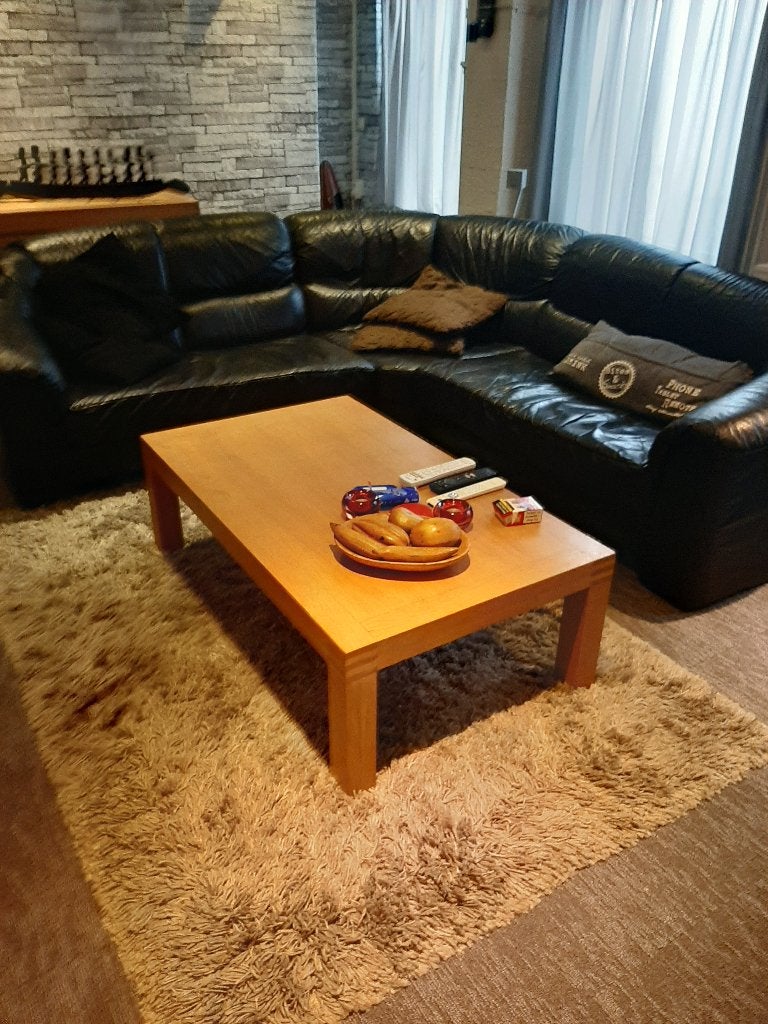 Gratis, zwart leren hoekbank, Huis en Inrichting, Banken | Bankstellen, Ophalen, Gebruikt, Vierpersoons of meer