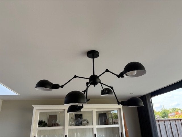 HANGLAMP "SPIN" 7 ARMEN, VERSTELBAAR, NU MAAR 40,00, Huis en Inrichting, Lampen | Hanglampen, Ophalen of Verzenden, Zo goed als nieuw