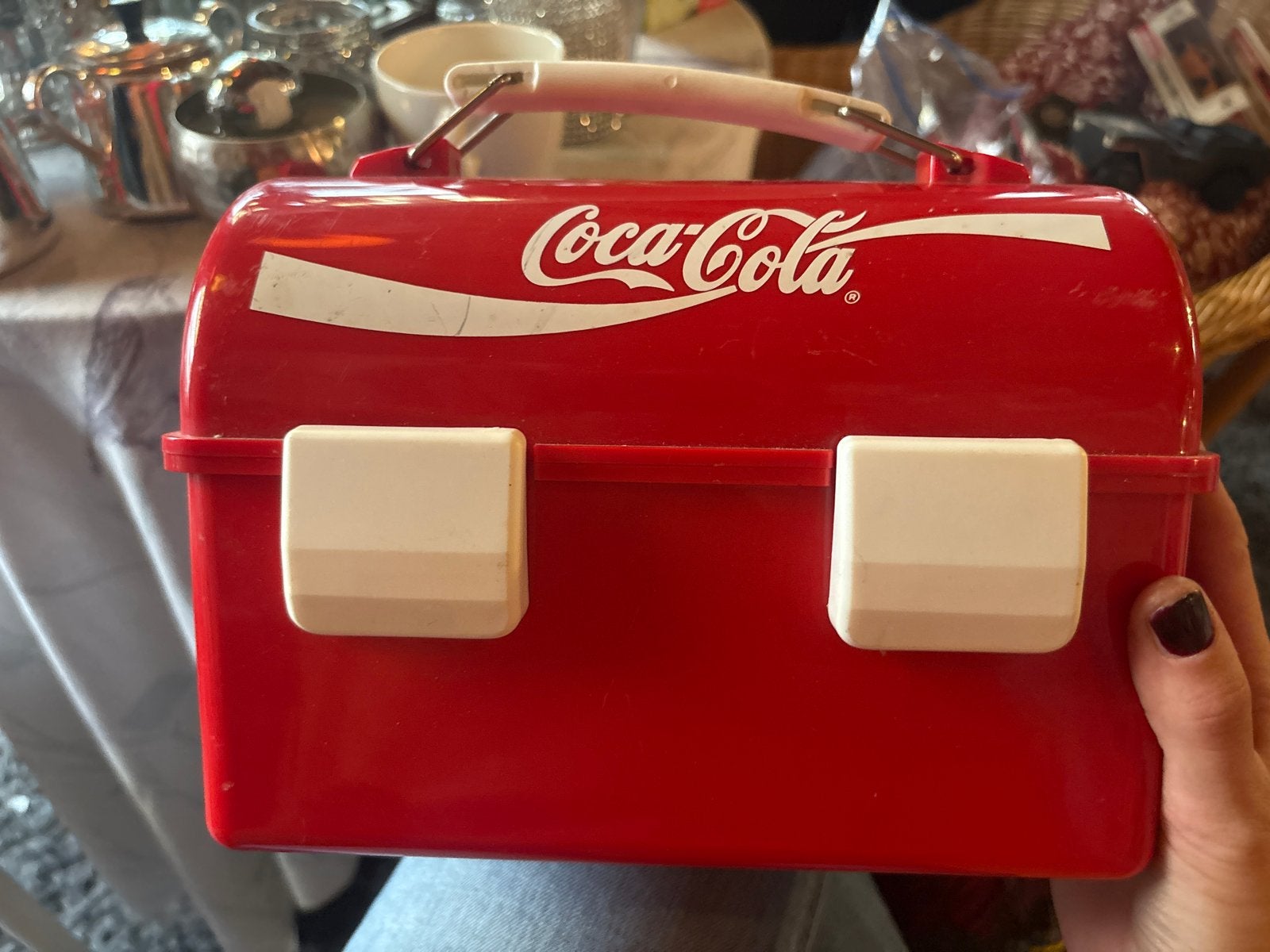 Vintage Coca-Cola Lunchbox - Rood met Wit Logo, Ophalen of Verzenden, Gebruikt, Gebruiksvoorwerp
