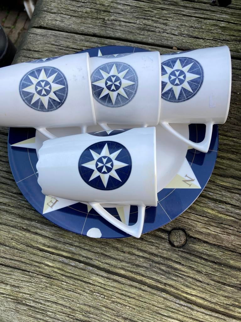 Mepal Rosti Windroos setje met bekers en platbord, Ophalen of Verzenden, Gebruikt